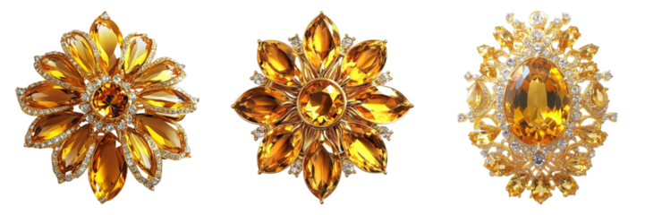 Three gold and diamond earrings with different shapes and sizes