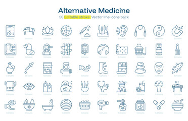 Alternative Medicine line icon pack. Alternative Medicine Stroke icon set. Editable Stroke icon