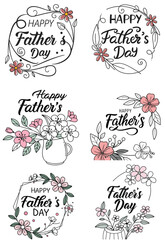 Minimalist Father’s Day Vector with Cursive Text and Blossom Flowers