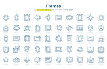 Frames line icon pack. Frames Stroke icon set. Editable Stroke icon