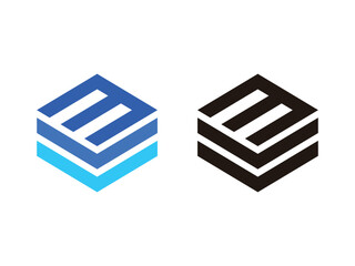 Initials M logo, high tech symbol, isolated on transparent background