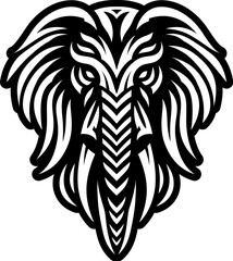 Tribal Elephant Head Vector Icon
Ornate Tribal Elephant Head – Bold Black and White Vector Animal Design