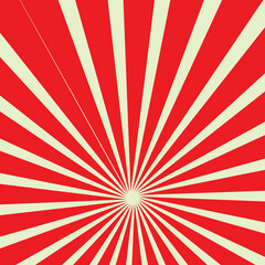 Fototapeta premium Pop art red burst background. Sunbeam comic book radial lines superhero action explosion lightning blast backdrop with halftone dots. Anime manga retro vintage background