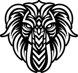 Tribal Elephant Head Vector Icon
Ornate Tribal Elephant Head – Bold Black and White Vector Animal Design