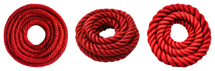 Three red ropes are shown in a row