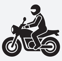 Fototapeta premium riding big motor cycle icon silhouette vector art illustration, silhouette of a biker