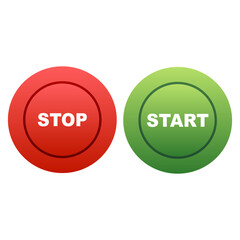 Green Start button and red Stop button. Vector illustration
