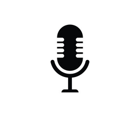 Simple black microphone icon vector graphic.
