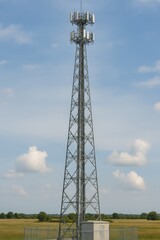  150m Triangular Telecom Tower with Equipment Cabin and Security Fence