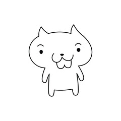 Cartoon cat drooling with a silly face, black and white line art illustration. Fun and positive design perfect for coloring, stickers, emoji sets, or playful graphics