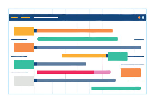 Illustration of a project timeline chart with colorful gantt bars