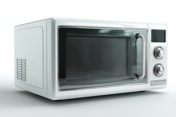 Fototapeta premium Standard Microwave Oven on White Background, Clean and Neutral Product Presentation