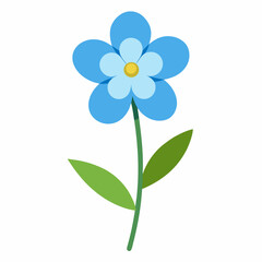 Blue flower isolated on white background. Forget me not flower vector.