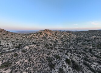 Aerial View of Rugged Rock Formations in Yucca Valley, California