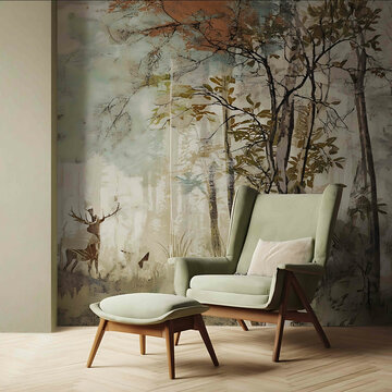 Fototapeta draw me a wallcovering design wirh a forest