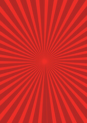 Pop art red burst background. Sunbeam comic book radial lines superhero action explosion lightning blast backdrop with halftone dots. Anime manga retro vintage background