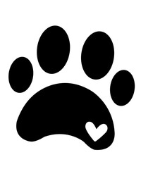 Dog paw print clip art design on plain white transparent isolated background for card, shirt, hoodie, sweatshirt, apparel, card, tag, mug, icon, poster or badge