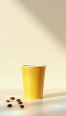 mockup paper cup with coffee on table
