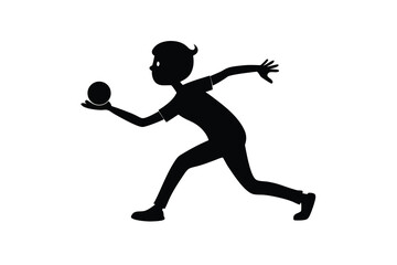 Youth Bowler Silhouette Vector.
