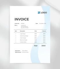 Modern Invoice Template  A4 Clean and Minimal Billing Form for Freelancers & Businesses