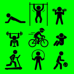 Editable Fitness and Workout Icons – Vector Set of Exercise Activities