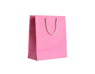 Elegant Pink Paper Bag with Silver Cord Handles for Retail Shopping