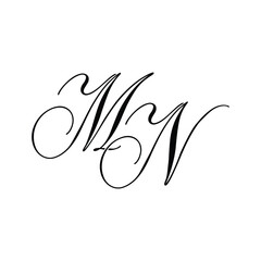 MN Calligraphy Monogram Initial Letters Logo