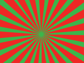 Abstract sunburst pattern, red and green rays background, Christmas and New year theme. Vector illustration, EPS10. Geometric pattern. Use as background, backdrop