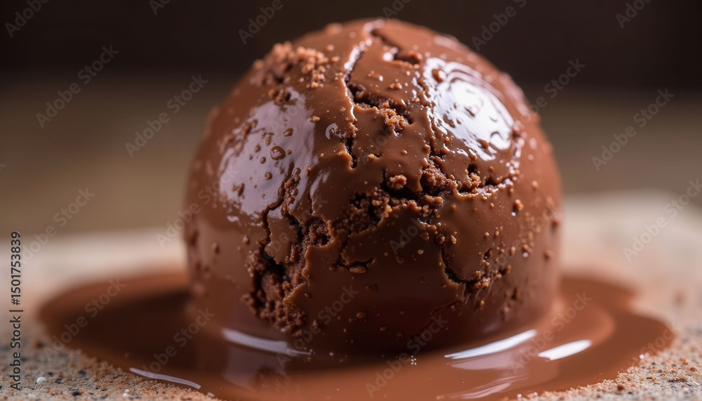 Poster a chocolate ice cream cone with chocolate drips on it. the drips are melting and creating a messy lo