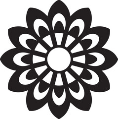 Mandala Type Flower Silhouette Black vector Illustration Vector Format File
