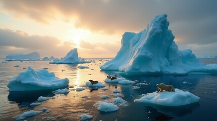 Melting Icebergs Drifting in a Warming Ocean