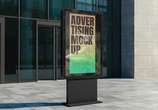 Advertising Panel Mockup in Front of an Office Building
