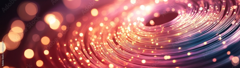 Aufkleber abstract spiral lines with bokeh lights, technology ,data