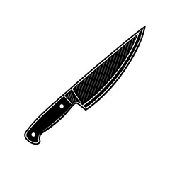 close up angled blade of a chef's knife vector silhouette