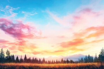 Obraz premium Breathtaking sunset over mountains nature scene landscape photography tranquil environment wide angle view serene beauty