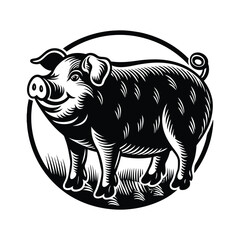 Pig silhouette on white background. Vector illustration.