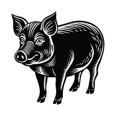 Fototapeta premium Pig silhouette on white background. Vector illustration.