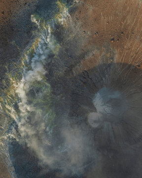 Aerial view of Vulcano crater on Aeolian Islands archipelagos, Messina, Sicily, Italy.