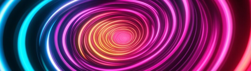 Obraz premium Colorful Light Tunnel Spiral - Abstract Digital Art, futuristic, neon