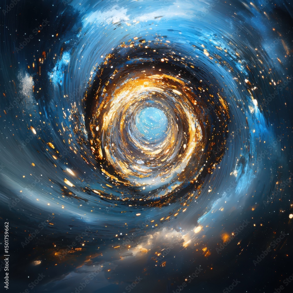 Poster exploring cosmic phenomena outer space digital artwork vast universe abstract viewpoint galactic con