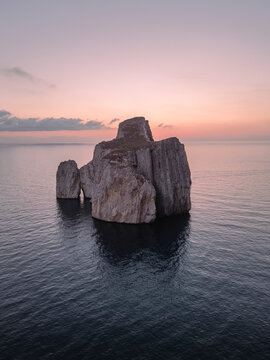 Aerial view of Pan di zucchero, Porto Flavia, Iglesias, Sardinia, Italy.