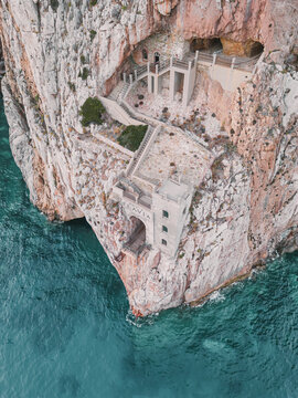 Aerial view of Porto Flavia, Iglesias, Sardinia, Italy.