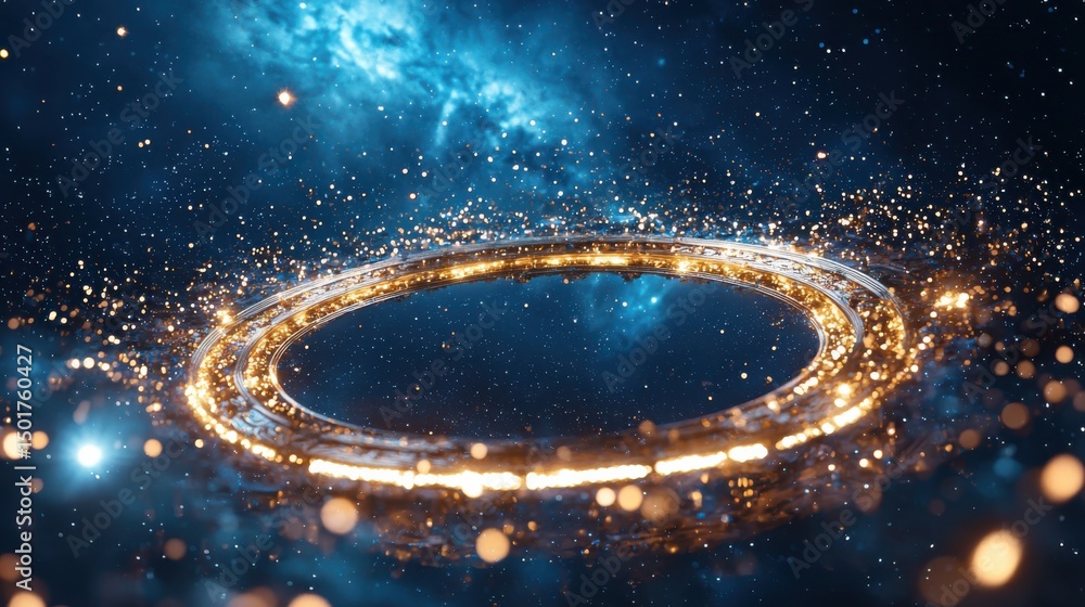 Poster cosmic portal opening event outer space digital artwork stellar environment wide-angle view sci-fi c