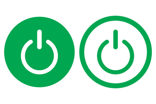 Power button. ON and OFF set icons. Vector black and flat icon, energy sing symbol, Power switch, electricity turn on off, icon, sticker, badge. Editable vector icon set.