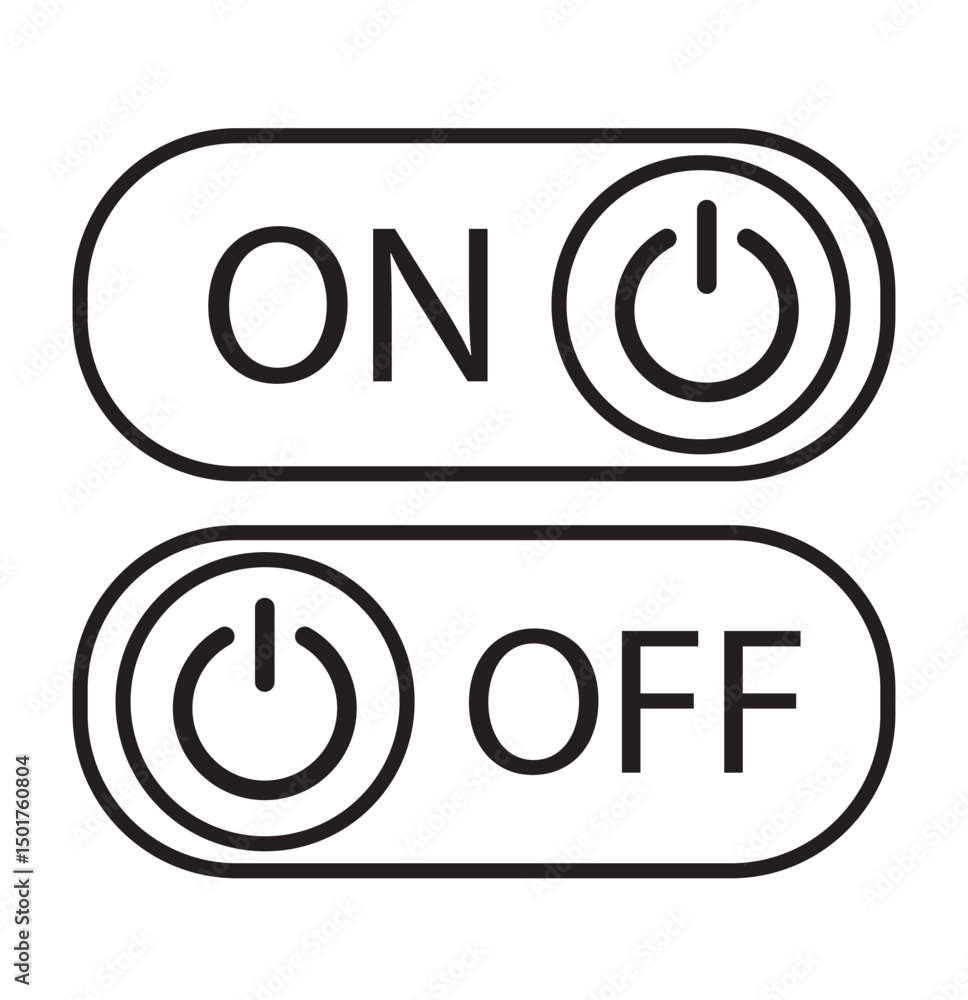 Poster set of power on and off switch icon collection. toggle switch symbol. vector illustration.