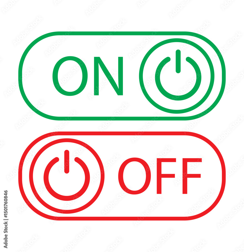 Poster set of power on and off switch icon collection. toggle switch symbol. vector illustration.