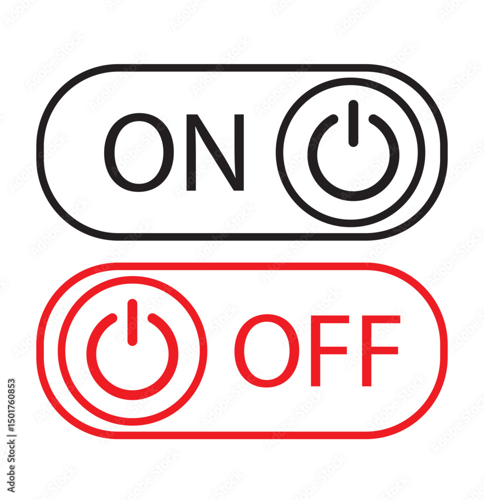 Poster set of power on and off switch icon collection. toggle switch symbol. vector illustration.
