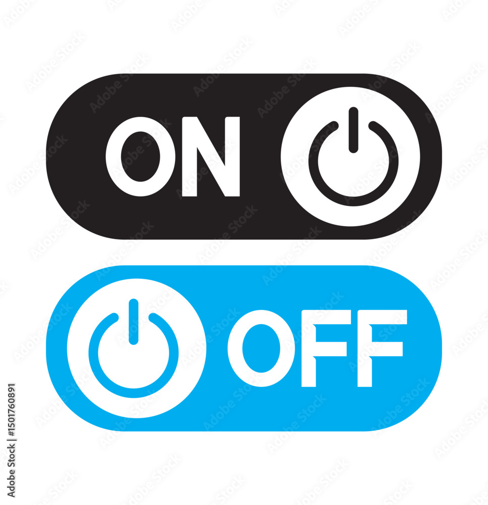 Poster set of power on and off switch icon collection. toggle switch symbol. vector illustration.