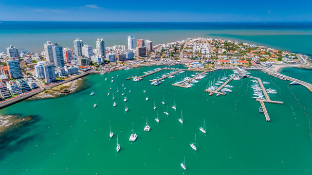 Aerial view of Harbour in Punta del Este, Maldonado, Uruguay.