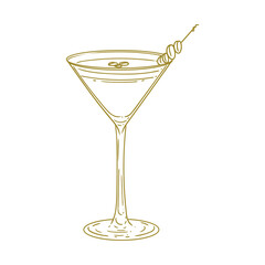 Handmade illustration of a glass and a drink. Minimalist drawing of drink glasses.